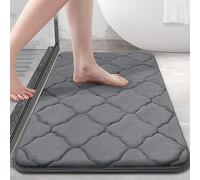 OLANLY Memory Foam Bath Mat Rug 36x24, Ultra Soft and Absorbent Bathroom Rugs, Non-Slip, Comfortable, Machine Washable Bath Carpet for Bathroom Floor, Tub, Shower and Home Decor Accessories, Dark Grey