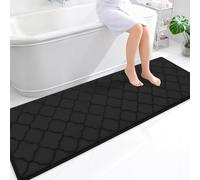 OLANLY Memory Foam Bath Mat Rug 70x24, Soft and Absorbent Bathroom Rugs, Non-Slip, Comfortable, Machine Washable Bath Carpet for Bathroom Floor, Tub, Shower and Home Decor Accessories, Black