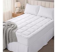 OLANLY Queen Quilted Fitted Mattress Pad, Elastic Fitted Mattress Topper, Cooling Soft Mattress Cover Stretches up to 21 Inches Deep, Machine Washable Mattress Protector (60x80 inch, White)