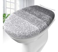 OLANLY Soft Microfiber Bathroom Toilet Lid Cover, Machine Washable Seat Covers, 17.5x15, Stays in Place Rubber Backing, Fits Most Round, Elongated and Oblong Lids, Accessories Decor, Gray