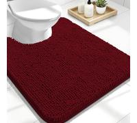 OLANLY Toilet Rugs U-Shaped 24x20, Extra Soft Absorbent Chenille Contour Bathroom Rugs for Toilet, Dry Quickly, Machine Washable, Non-Slip Bath Mat, Burgundy