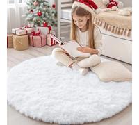 OLANLY White Round Rugs for Bedroom - Machine Washable, 4x4 Feet Circle Area Rugs for Living Room, Soft and Fluffy Shaggy Carpet for Teen Girls and Boys, Dorms, Nursery Rooms, Home Decor Aesthetic