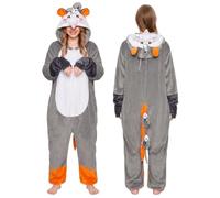 OLAOLA Adult Onesie Pyjamas, Flannel Unisex Animal Costume for Halloween | Cosy breathable flannel featuring a 3D hood, handy side pockets. Perfect for World Book Day or fancy dress party