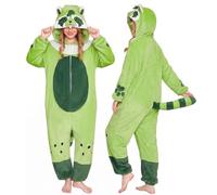 OLAOLA Adult Onesie Pyjamas, Flannel Unisex Animal Costume for Halloween | Cosy breathable flannel featuring a 3D hood, handy side pockets. Perfect for World Book Day or fancy dress party