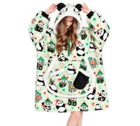 OLAOLA Adult Panda Print Oversized Wearable Blanket Hoodie Sweatshirt