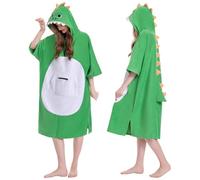 OLAOLA Changing Robe Towel Poncho, Adult Surf Poncho Towel with Hood and Pocket, Oversized Soft Absorbent Quick Dry Swim Beach Towel for Women Men, Dinosaur