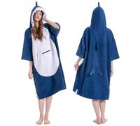 OLAOLA Changing Robe Towel Poncho, Adult Surf Poncho Towel with Hood and Pocket, Oversized Soft Absorbent Quick Dry Swim Beach Towel for Women Men, Shark
