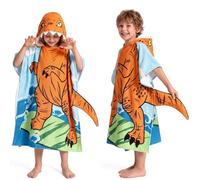 OLAOLA Dinosaur Print Kids Towel Poncho Hooded Beach Robe 3-12 Years