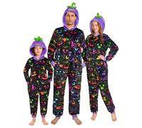 OLAOLA Family Matching Halloween Pyjamas Pumpkin Purple Homewear, Hooded Onesie Pjs for Xmas & Halloween, Flannel Holiday Sleepwear