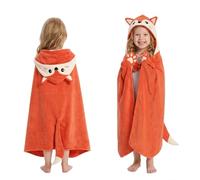 OLAOLA Kids Fox Beach Towels Bath Hooded Poncho Wrap 3-12 Years | Highly absorbent and quick-drying hooded towel. Keeps kids warm after a bath, swimming lessons, or summer beach holidays