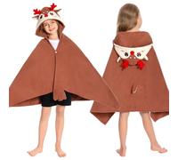 OLAOLA Kids Hooded Bath Towels, Soft Absorbent Beach Towel Swimming Wrap, Changing Robe Bath Poncho for Boys Girls 3-12 Years, Reindeer