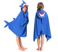 OLAOLA Kids Hooded Bath Towels, Soft Absorbent Beach Towel Swimming Wrap, Changing Robe Bath Poncho for Boys Girls 3-12 Years, Shark