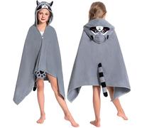 OLAOLA Kids Hooded Bath Towels, Soft Absorbent Beach Towel Swimming Wrap, Changing Robe Bath Poncho for Boys Girls 3-12 Years, Raccoon