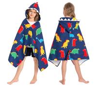 OLAOLA Kids Hooded Bath Towels, Soft Absorbent Beach Towel Swimming Wrap, Changing Robe Bath Poncho for Boys Girls 3-12 Years, Colorful Dinosaurs