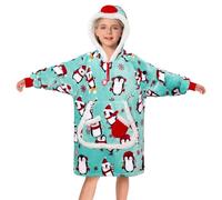 OLAOLA Kids Penguin Oversized Blanket Hoodie Sherpa Fleece Pullover