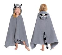 OLAOLA Kids Raccoon Beach Towels Bath Hooded Poncho Wrap 3-12 Years | Highly absorbent and quick-drying hooded towel. Keeps kids warm after a bath, swimming lessons, or summer beach holidays