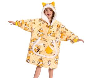 OLAOLA Kids Shiba Inu Oversized Blanket Hoodie Sherpa Fleece Pullover