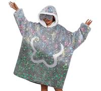 OLAOLA Oversized Blanket Hoodie, Glow in the Dark Wearable Blanket with Pockets, Perfect for Christmas & Birthday Celebrations - Adults, Grey Butterfly
