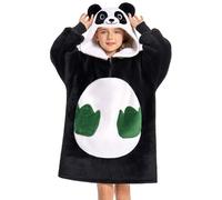 OLAOLA Panda Oversized Blanket Hoodie for Kids Sherpa Fleece Wearable Blanket with Sleeves & Pockets Soft Warm Cosy Hooded Sweatshirt Fluffy Wearable Throw for Girls Boys