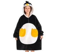 OLAOLA Penguin Oversized Blanket Hoodie for Kids Sherpa Fleece Wearable Blanket with Sleeves & Pockets Soft Warm Cosy Hooded Sweatshirt Fluffy Wearable Throw for Girls Boys
