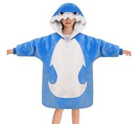OLAOLA Shark Oversized Blanket Hoodie for Kids Sherpa Fleece Wearable Blanket with Sleeves & Pockets Soft Warm Cosy Hooded Sweatshirt Fluffy Wearable Throw for Girls Boys