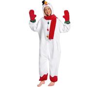 OLAOLA Unisex Adult Christmas Costume, Adult Snowman Onesie, Plush Xmas Cosplay Pajamas One-Piece Sleepwear