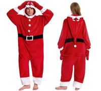 OLAOLA Unisex Adult Christmas Costume, Plush Flannel Reindeer Onesie Gingerbread One-Piece Cosplay Pyjamas XMAS Party