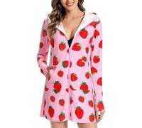 OLAOLA Women's Long Sun Protection Jacket UPF50+ Hooded Coat Beach Cover Up Summer Breathable Lightweight Sunscreen Clothing Outdoor Beachwear (Strawberry, M)