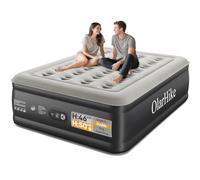 OlarHike Double Airbed with Built in Pump, 50cm High Raised Inflatable Mattress, Blow Up Mattress for Guests, Folding Bed with Flocked Top, Waterproof Surface, 140 x 90 x 50cm, 1 Air Bed Only