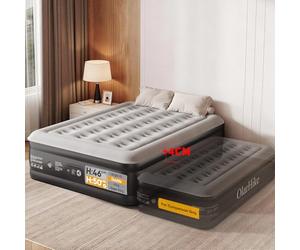 OlarHike Double Airbed with Built in Pump, 50cm High Raised Inflatable Mattress, Blow Up Mattress for Guests, Folding Bed with Flocked Top, Waterproof Surface, 140 x 90 x 50cm, 1 Air Bed Only