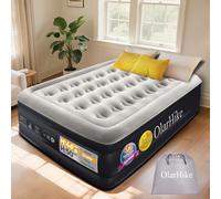OlarHike Inflatable Mattress, Air Bed, Double Airbed with Built in Pump, Blow Up Mattress, Folding Guest Bed Self Inflating with Flocked Surface for Camping and Home Use, 190cm x 140cm x 46cm (Black)
