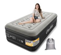 OlarHike Single Airbed, Inflatable Air Mattress with Built-in Pump, Blow Up Bed, Self Inflating Folding Guest Air bed with Flocked Surface For Camping & Home Use, 200cm L x 90cm W x 50cm H(Black)