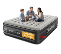 OlarHike Super King Size Airbed, Inflatable Mattress, 182cm x 213cm x 46cm, Air Bed with Built in Pump, Blow Up Mattress, Folding Guest Bed Self Inflating with Flocked Surface for Camping and Home Use