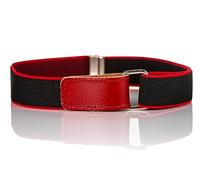 Olata Children’s Stretch Elasticated Belt with Adjustable Hook and Loop Fastening. Black/Red (1-6 Years)
