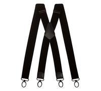 Olata Heavy Duty X-Shape Braces/Suspenders, Black with Coloured Leather and Carabiners - 4cm. Black