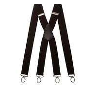Olata Heavy Duty X-Shape Multi-Purpose Wide Braces/Suspenders with Carabiner Clips - 4cm. Black (Silver Clips)