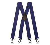 Olata Heavy Duty X-Shape Multi-Purpose Wide Braces/Suspenders with Carabiner Clips - 4cm. Blue (Black Clips)