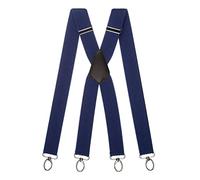 Olata Heavy Duty X-Shape Multi-Purpose Wide Braces/Suspenders with Carabiner Clips - 4cm. Blue (Silver Clips)