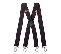 Olata Heavy Duty X-Shape Multi-Purpose Wide Braces/Suspenders with Carabiner Clips - 4cm. Dark Grey (Silver Clips)