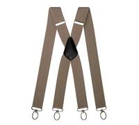Olata Heavy Duty X-Shape Multi-Purpose Wide Braces/Suspenders with Carabiner Clips - 4cm. Grey (Silver Clips)
