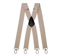 Olata Heavy Duty X-Shape Multi-Purpose Wide Braces/Suspenders with Carabiner Clips - 4cm. Light Grey (Silver Clips)