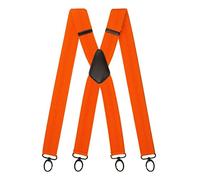 Olata Heavy Duty X-Shape Multi-Purpose Wide Braces/Suspenders with Carabiner Clips - 4cm. Orange (Black Clips)