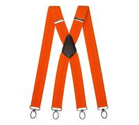 Olata Heavy Duty X-Shape Multi-Purpose Wide Braces/Suspenders with Carabiner Clips - 4cm. Orange (Silver Clips)