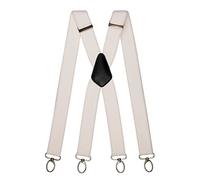 Olata Heavy Duty X-Shape Multi-Purpose Wide Braces/Suspenders with Carabiner Clips - 4cm. White (Silver Clips)