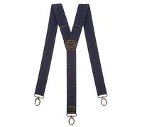 Olata Heavy Duty Y-Shape Braces/Suspenders with Carabiner Clips - 4cm. Dark Blue
