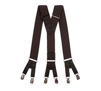 Olata Men's Extra Wide Heavy Duty Y-Shape Braces/Suspenders with Six Clip Design - 5cm. Grey with Double Black Stripe Trim