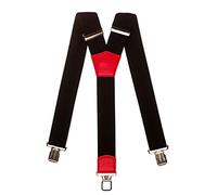 Olata Men's Heavy Duty Y-Shape Braces/Suspenders in Black with Coloured Leather - 5cm. Red (Silver Clips)