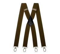 Olata Men's X-Shape Carabiner Clip Braces, 40mm | Adjustable 40mm X-shape braces with carabiner clips and leather crossover; secure for work or smart wear.
