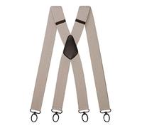Olata Men's X-Shape Carabiner Clip Braces, 40mm | Adjustable 40mm X-shape braces with carabiner clips and leather crossover; secure for work or smart wear.