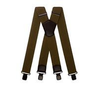 Olata Men's X-Shape Leather Shield Braces, 50mm, Olive Green (Black Clips)
